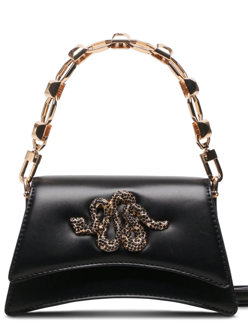 Black Aldo Kazia Mini Hand Bag with Crystal Snake Embellished Accent